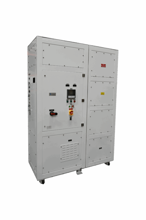 Semiconductor environmental control unit in a white metal casing; front side